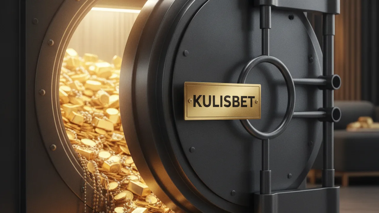 Kulisbet plakalı açık çelik kasa ve içinden taşan altın
